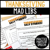 Thanksgiving Mad Libs Parts of Speech Grammar Activity