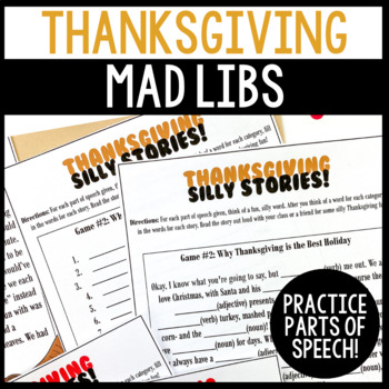 Preview of Thanksgiving Mad Libs Parts of Speech Grammar Activity