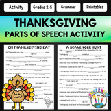 Thanksgiving Parts of Speech Worksheets & Grammar Review Mad Libs