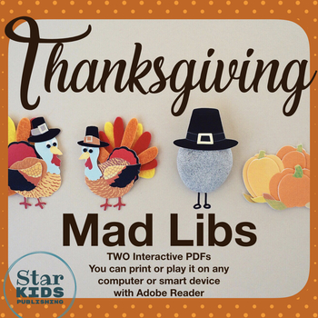 Preview of Thanksgiving Mad Libs (TWO interactive pdfs & Google Slides)