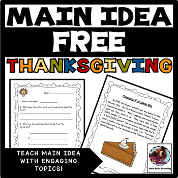 Preview of Thanksgiving Main Idea Free!