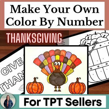 Preview of Thanksgiving Make Your Own Color By Number Clipart Templates for TPT Sellers