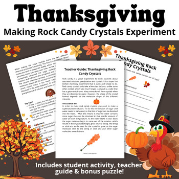 Preview of Thanksgiving Making Rock Candy Crystals | Thanksgiving Science Experiment.