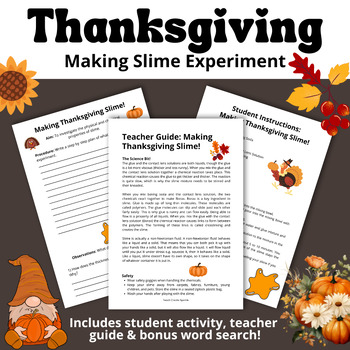 Preview of Thanksgiving Making Slime | Thanksgiving Science Experiment | States of Matter