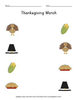 Thanksgiving Matching by SPEDUCATOR evolving | TPT
