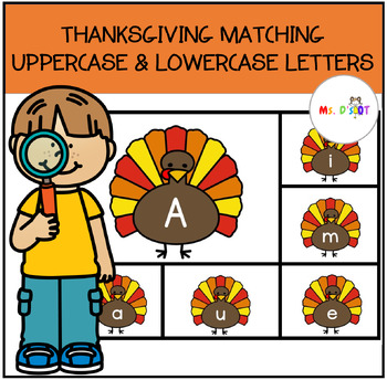 Preview of Thanksgiving Matching Uppercase and Lowercase Letters