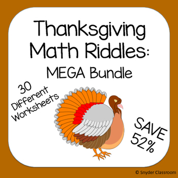 Preview of Thanksgiving Math Riddles: MEGA Bundle (Save 52%)