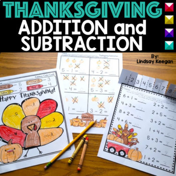 Preview of Thanksgiving Math Activities and Worksheets for Addition and Subtraction