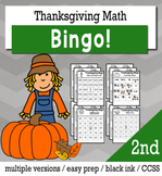 Thanksgiving Math 2nd Grade BINGO Game Bundle