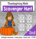 Thanksgiving Math 2nd Grade Scavenger Hunt Game Bundle