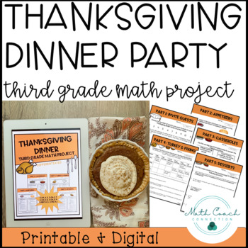Preview of 3rd Grade Thanksgiving Math Project Plan a Dinner Party