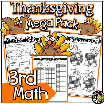 Preview of Thanksgiving Math 3rd Grade - No prep - Multiplication facts - November math