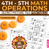 Thanksgiving Math 4th-5th Secret Picture Tile Printables