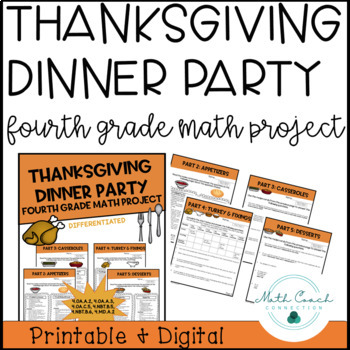 Preview of 4th Grade Thanksgiving Math Project Dinner Party
