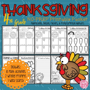 Preview of Thanksgiving Math Activities 4th Grade