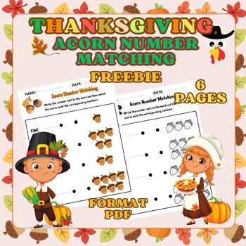Preview of Thanksgiving Math Activities - Acorn Number Matching - Freebie