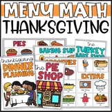 Thanksgiving Math Activities - Addition Math Menus