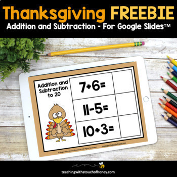 Preview of Thanksgiving Math Activities | Basic Math Facts | Addition & Subtraction FREEBIE