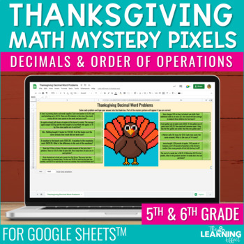 Preview of Thanksgiving Math Activities Digital Pixel Art | Decimals & Order of Operations