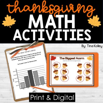Preview of Thanksgiving Math Activities -  Fractions Graphing Expressions