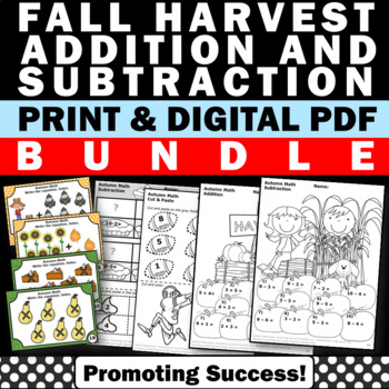 Preview of Special Education Thanksgiving Activities Addition and Subtraction BUNDLE Fall