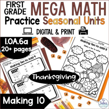 Preview of Thanksgiving Math Activities Making Ten to Add 1.OA.6A Number Sense Worksheets