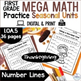 Thanksgiving Math Activities |  Number Line Worksheets | F