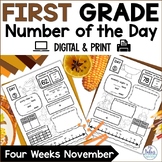 Number of the Day Thanksgiving Math Activities 1st Grade M