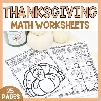 Preview of Thanksgiving Math Activities Preschool Kindergarten Worksheets Pre-k