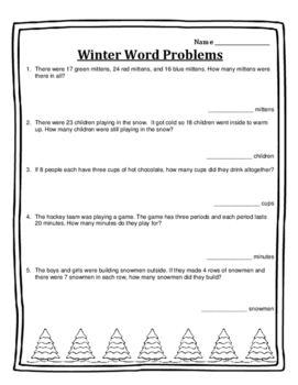 Christmas Math Word Problems Christmas Word Problems Christmas Math 2nd Math