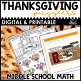 Thanksgiving Math Activities for Middle School - Digital & Printable