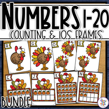 Preview of Thanksgiving Math Activities for Numbers 1-20: 1 to 1 counting & 10s frame