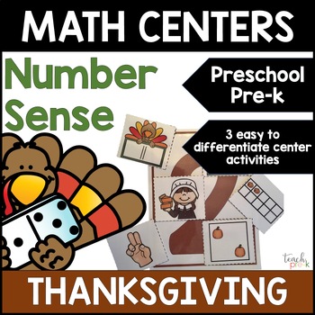 Preview of Thanksgiving Math Activities for Preschool & PreK - Number Sense Math Centers