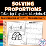 Thanksgiving Math Activity 7th Grade Solving Proportions C