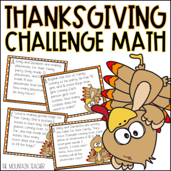 Preview of Thanksgiving Math Activity | Challenge Math Story Problems