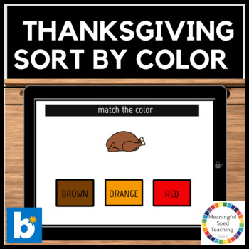 Preview of Thanksgiving Math Activity Color Identification | Sort by Color | Boom Cards™