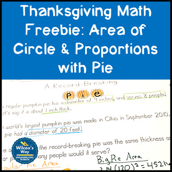 Preview of Thanksgiving Math Activity: Area of Circles and Proportions with Pie FREE