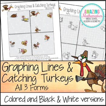 Preview of Thanksgiving Math Activity Graphing Lines and Turkeys ~ All 3 Forms