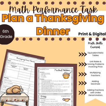 Preview of Thanksgiving Math Activity Performance Task: Plan a Thanksgiving Dinner Project