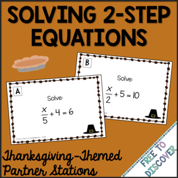 Preview of Thanksgiving Math Activity Solving 2 Step Equations