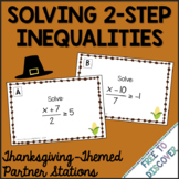 Thanksgiving Math Activity Solving 2 Step Inequalities 