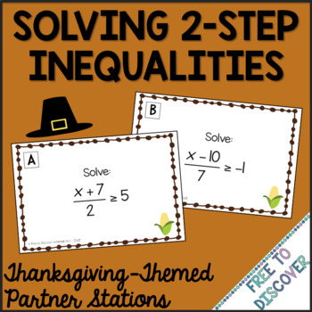 Preview of Thanksgiving Math Activity Solving 2 Step Inequalities