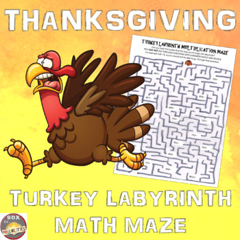 Preview of Thanksgiving Math Activity: Turkey Multiplication Maze Fun Math Warmup Printable