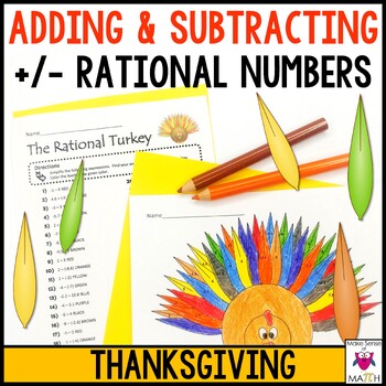 Preview of Thanksgiving Math Activity Worksheet | Adding and Subtracting Rational Numbers