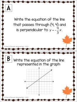 Thanksgiving Math Activity - Writing Linear Equations by Free to Discover