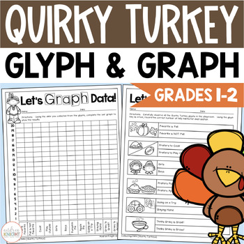 Preview of Thanksgiving Math Activity with a Glyph and Data Graph Lesson - Grades 1-2