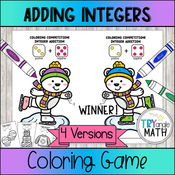 Preview of Adding Integers Coloring Game - Winter Math