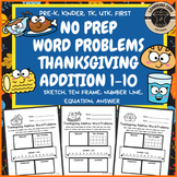 Thanksgiving Math Addition Word Problems November PreK Kin