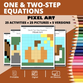 Preview of Thanksgiving: Algebra One & Two-Step Equations Pixel Art Activity