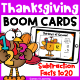 Thanksgiving Math Boom Cards: Subtraction Facts to 20 - Tu
